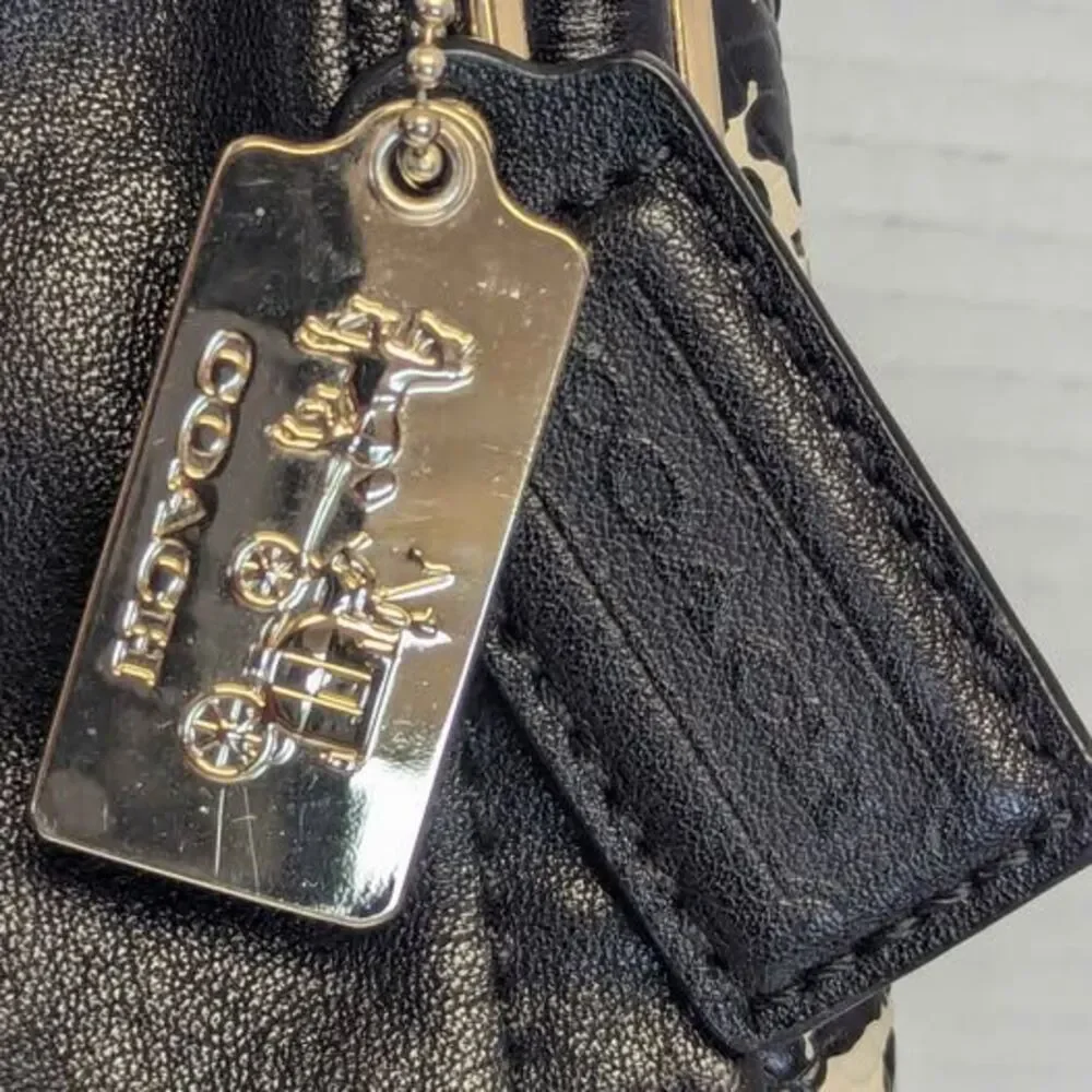 Coach Madison Phoebe Black White Leather 3 Compartment Purse J1393-28604